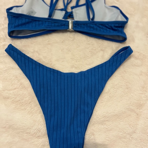 Blue Ribbed Bikini Set - Picture 4 of 5
